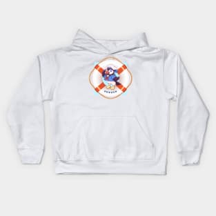 Puffin Sailor (Background & Text) Kids Hoodie